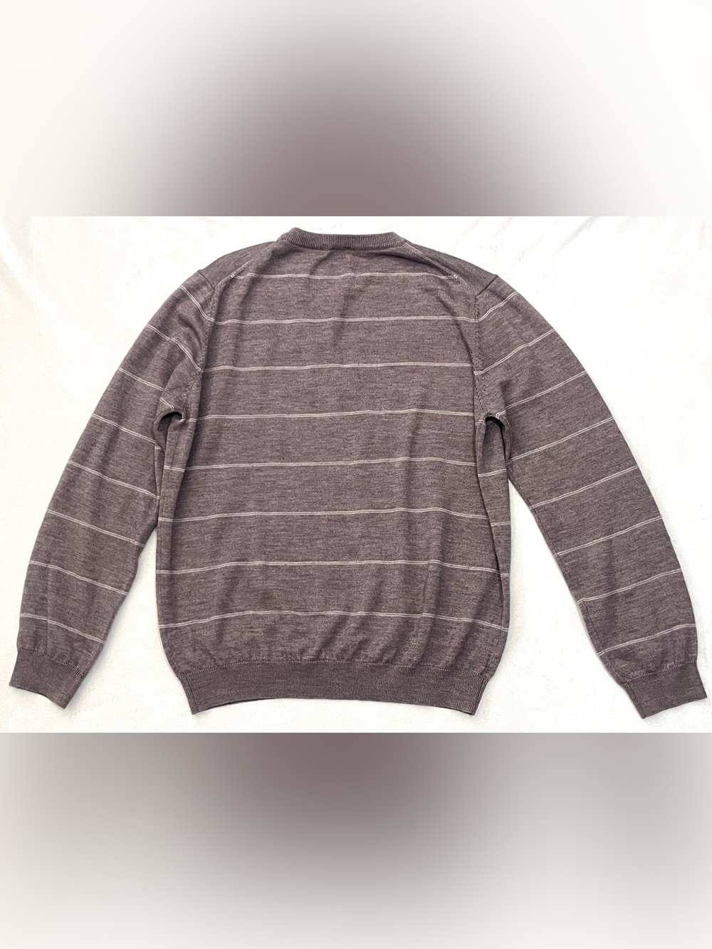 Saks Fifth Avenue Light Brown Striped Crewneck Wool Blend Sweater Women’s XL - Picture 15 of 16